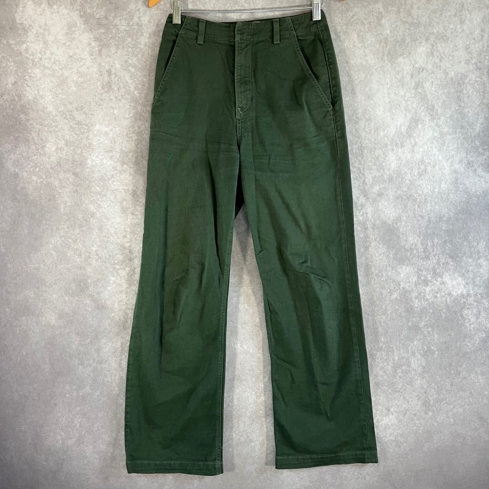 Reformation Lani Work Pant Womens 25 Forest Green High Rise Straight Utility